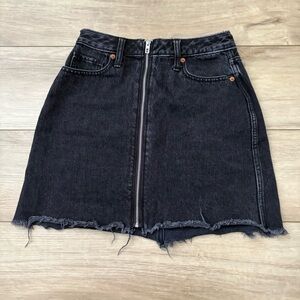 Abercrombie & Fitch Zoe Natural Rise Vintage A-Line Denim Mini Skirt Black Sz 25